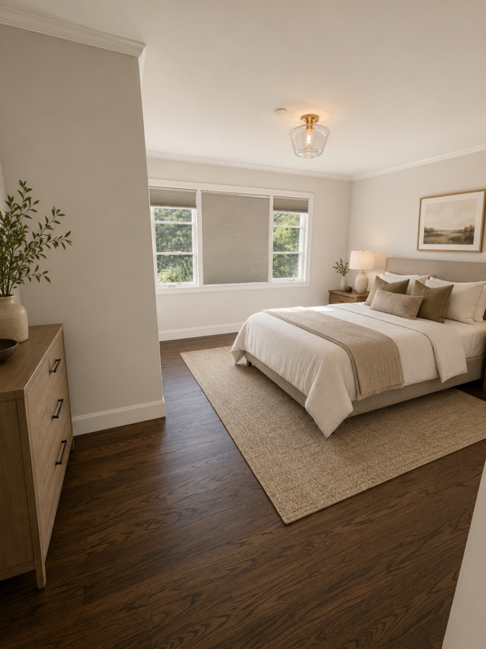 Minimalist modern bedroom with warm tones — R. Da Silva Construction bedrooms project, Marin County & East Bay