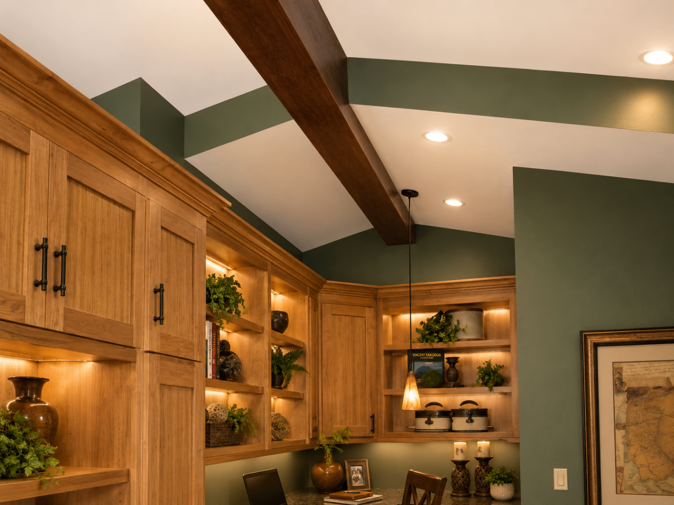 Cozy study with warm wood accents — R. Da Silva Construction studies & home offices project, Marin County & East Bay