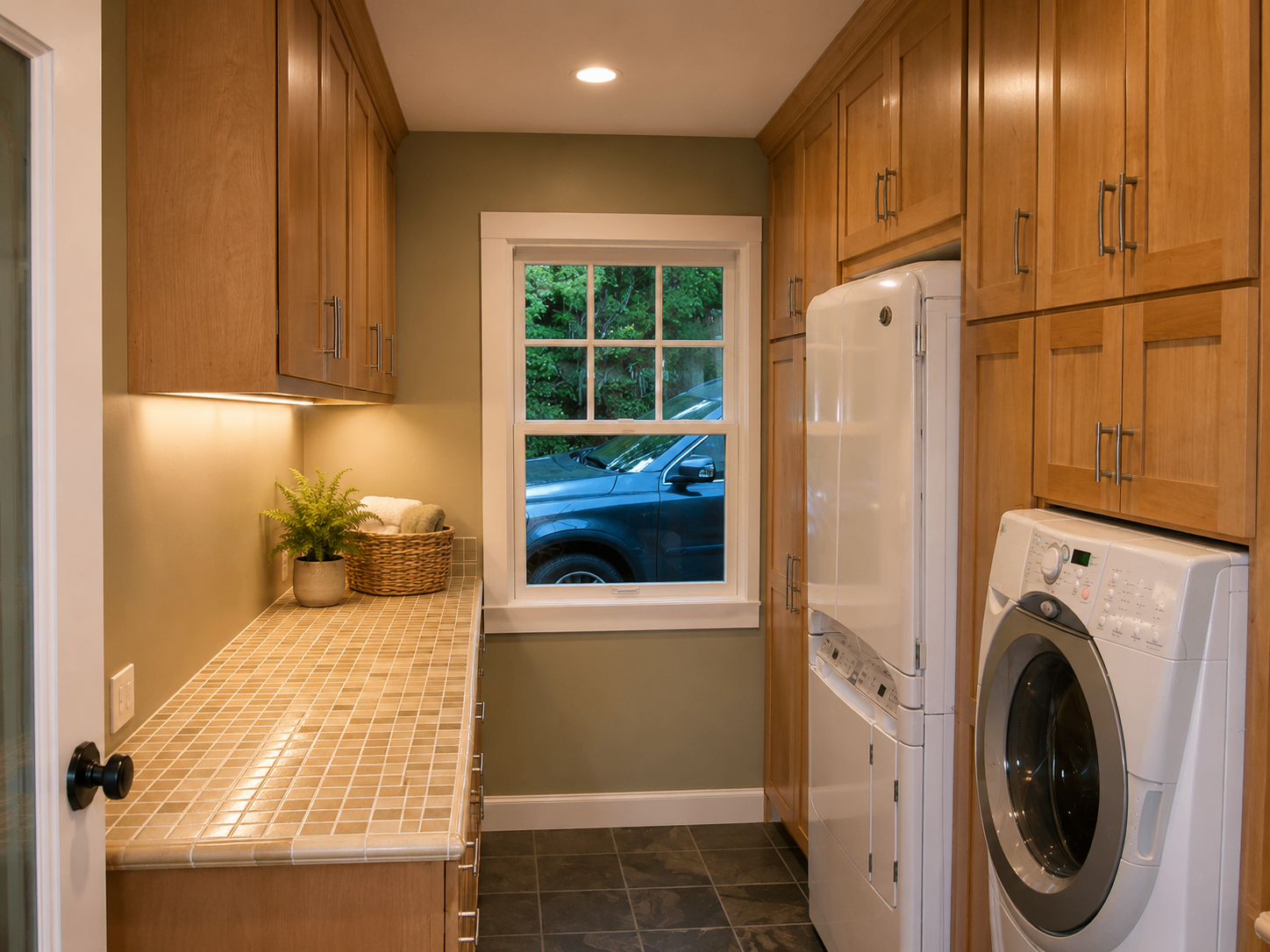 Cozy modern laundry room design — R. Da Silva Construction laundry & mudrooms project, Marin County & East Bay
