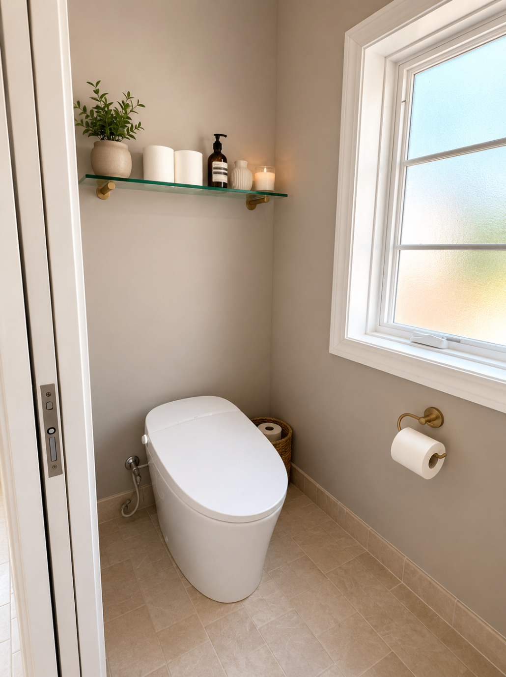 Modern minimalist bathroom with warm accents — R. Da Silva Construction bathrooms project, Marin County & East Bay