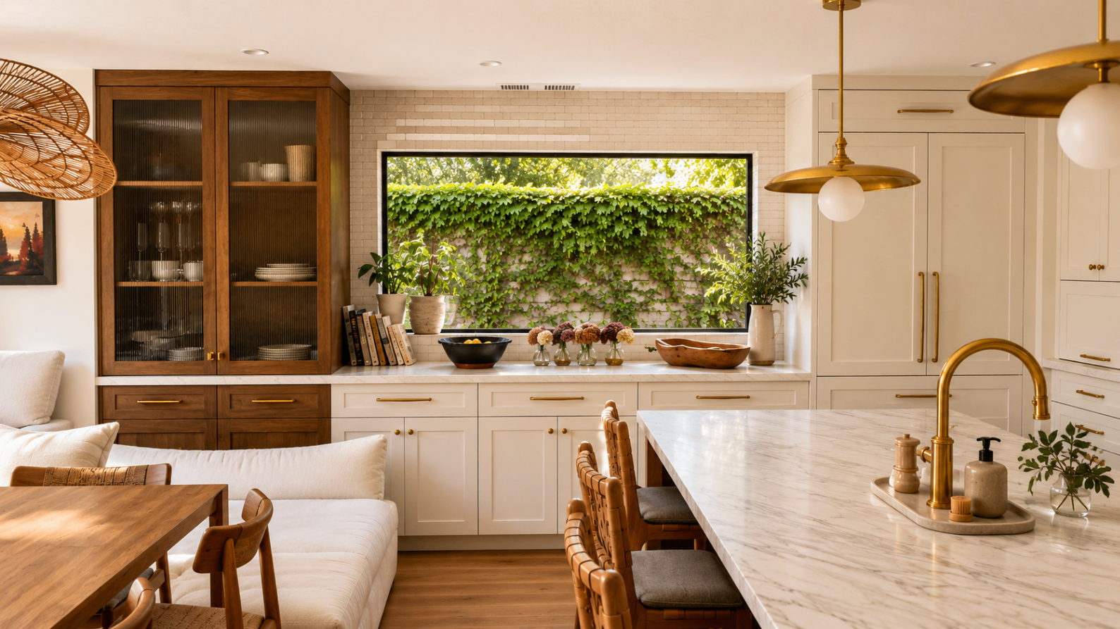 Cozy minimalist kitchen with greenery view — R. Da Silva Construction kitchens project, Marin County & East Bay