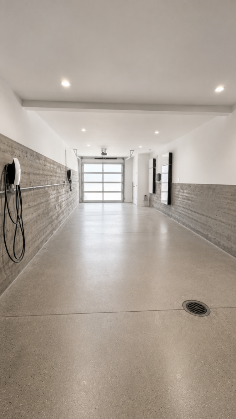 Modern minimalist garage interior — R. Da Silva Construction garages & conversions project, Marin County & East Bay