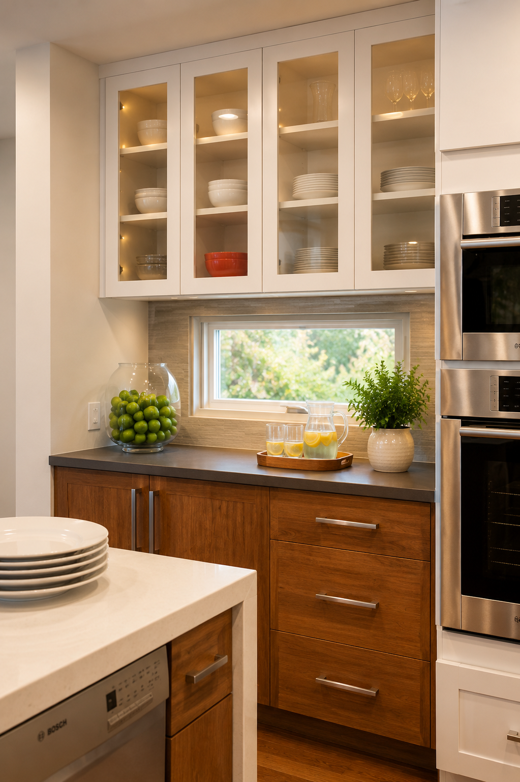 Modern kitchen with warm accents and greenery — R. Da Silva Construction kitchens project, Marin County & East Bay