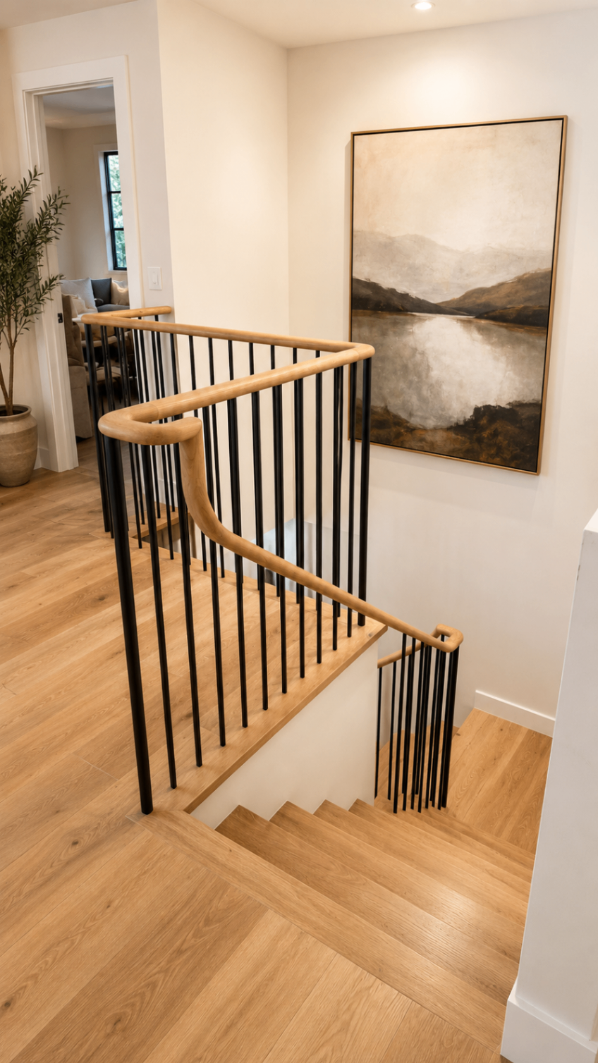 Modern staircase with minimalist design — R. Da Silva Construction staircases & entryways project, Marin County & East Bay