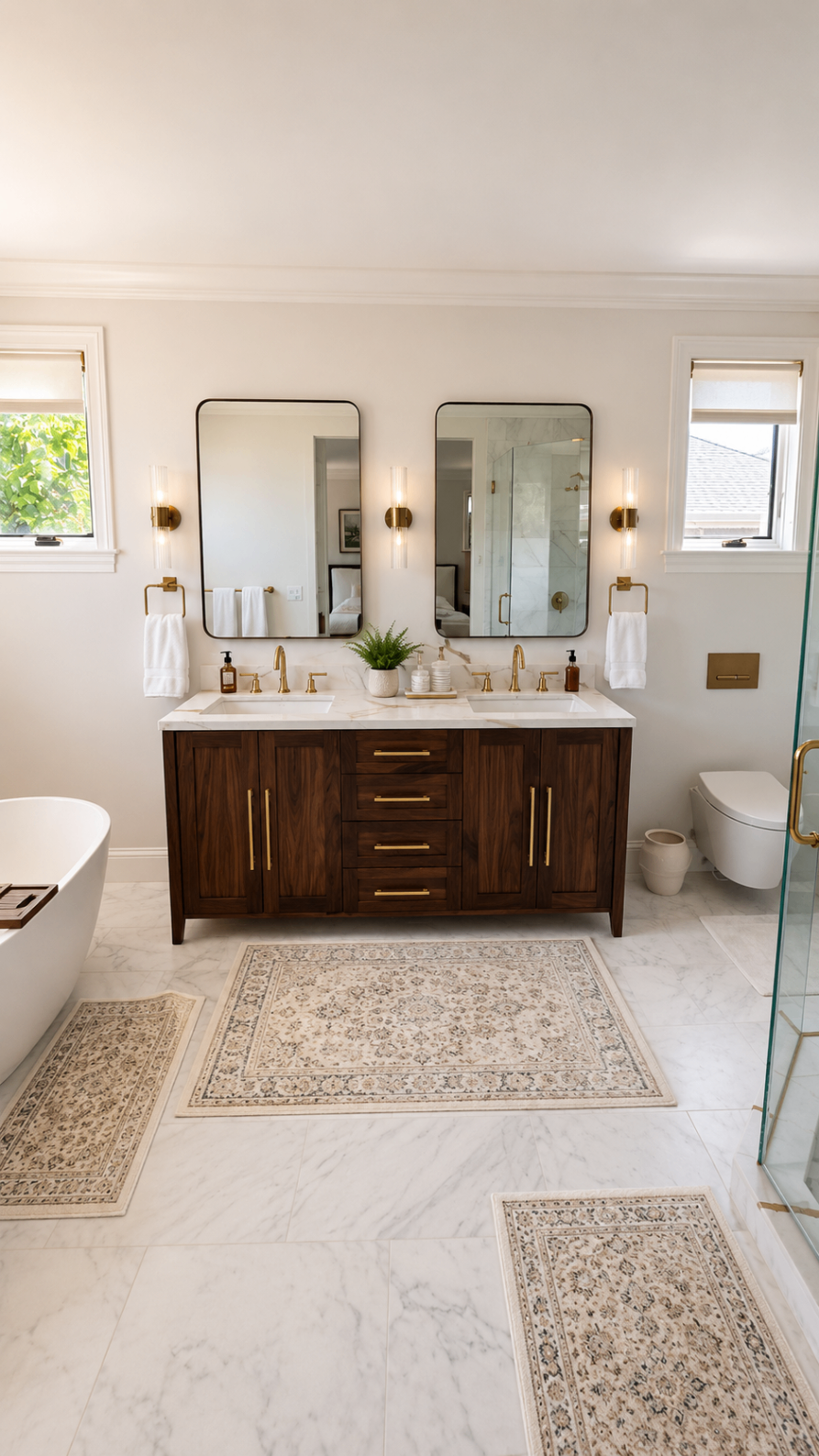 Luxurious modern bathroom with warm accents — R. Da Silva Construction bathrooms project, Marin County & East Bay