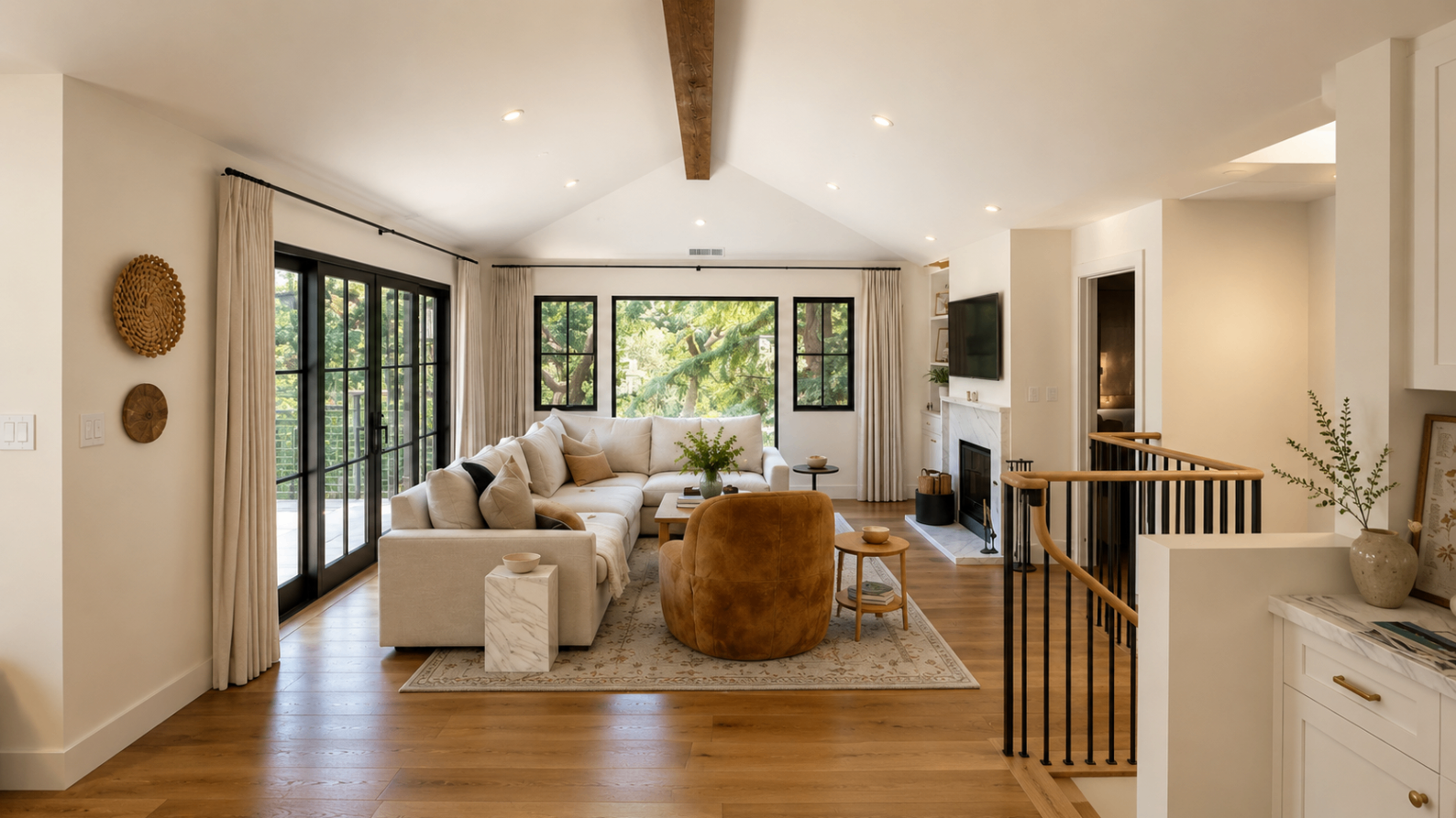 Bright and airy modern living room — R. Da Silva Construction living & dining project, Marin County & East Bay